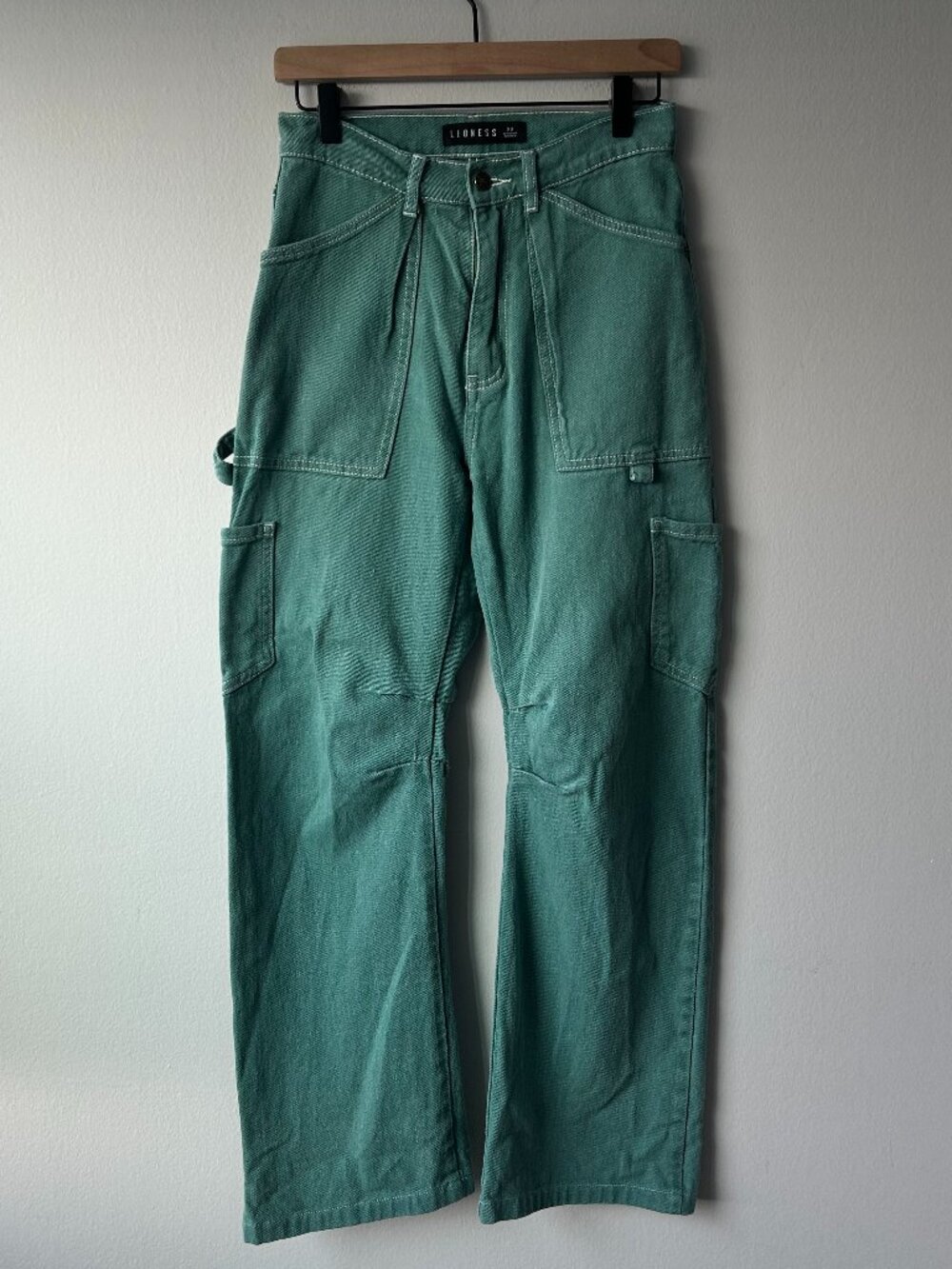 Lioness Green Wide-Leg Flare Jeans